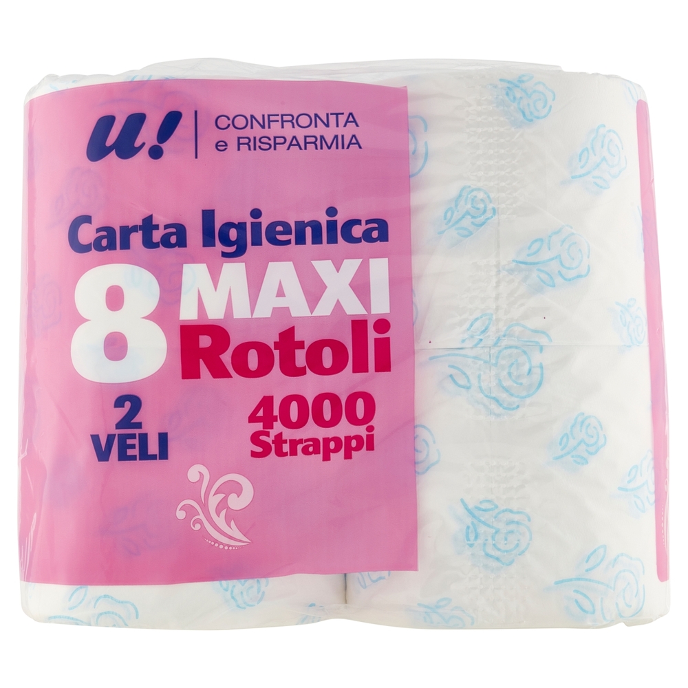 8 Maxi Rotoli Carta Igienica 2 Veli U! Confronta e Risparmia